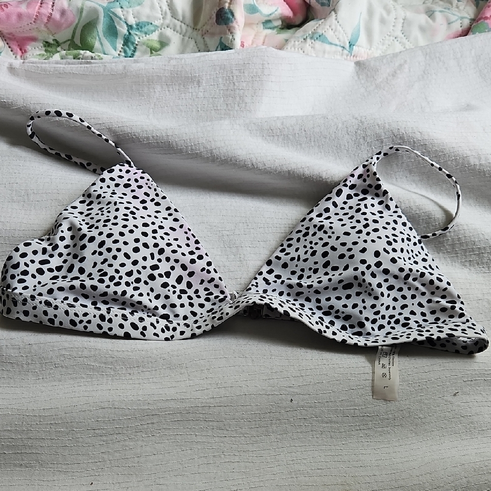 Black/White Spotted Bikini Top